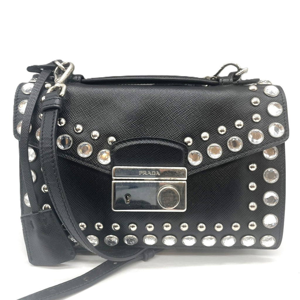 Prada Saffiano Black Saffiano Pochette Shoulder Bag (Pre-Owned)