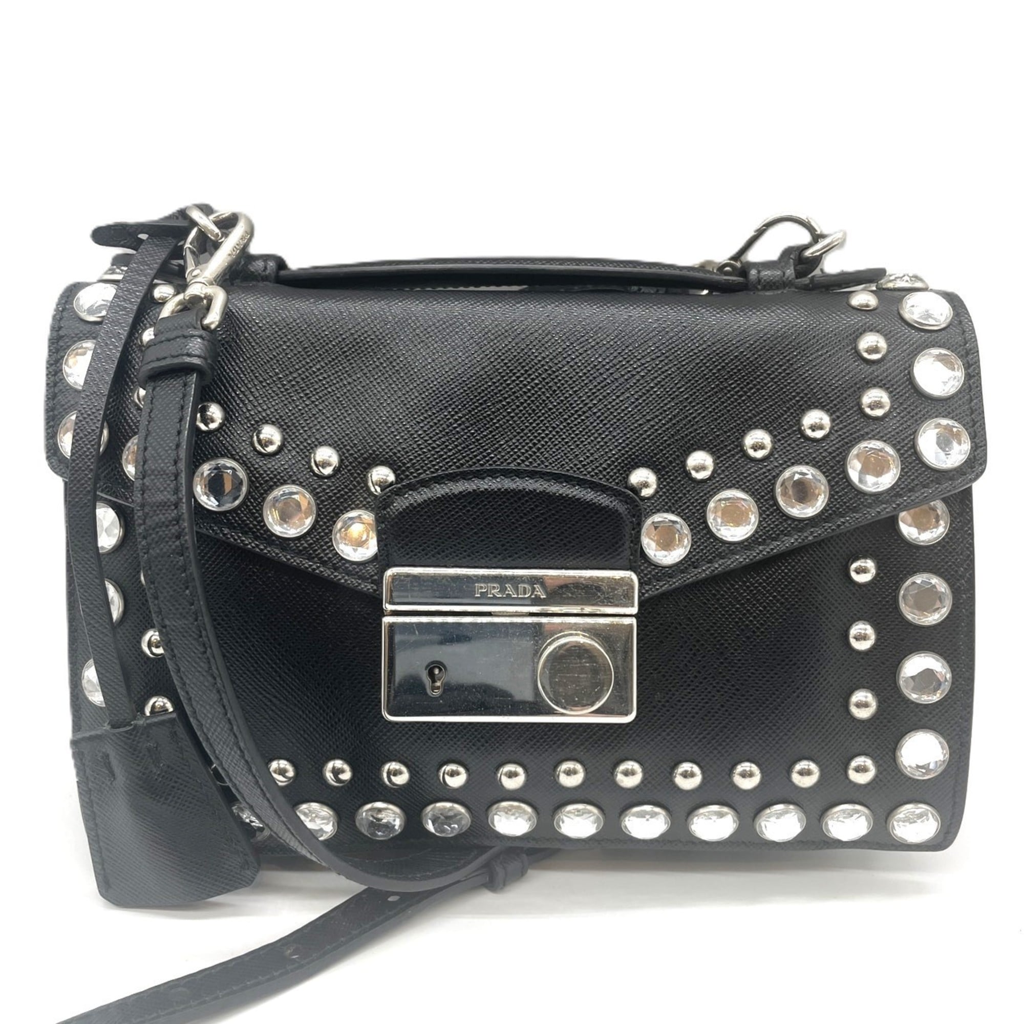 Prada Saffiano Black Saffiano Pochette Shoulder Bag (Pre-Owned)