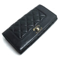 Chanel Black Leather Long Wallet (Bi-Fold) (Pre-Owned)