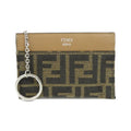 Fendi Silver Sand Canvas Leather Coin Purse/Coin Case (Pre-Owned)