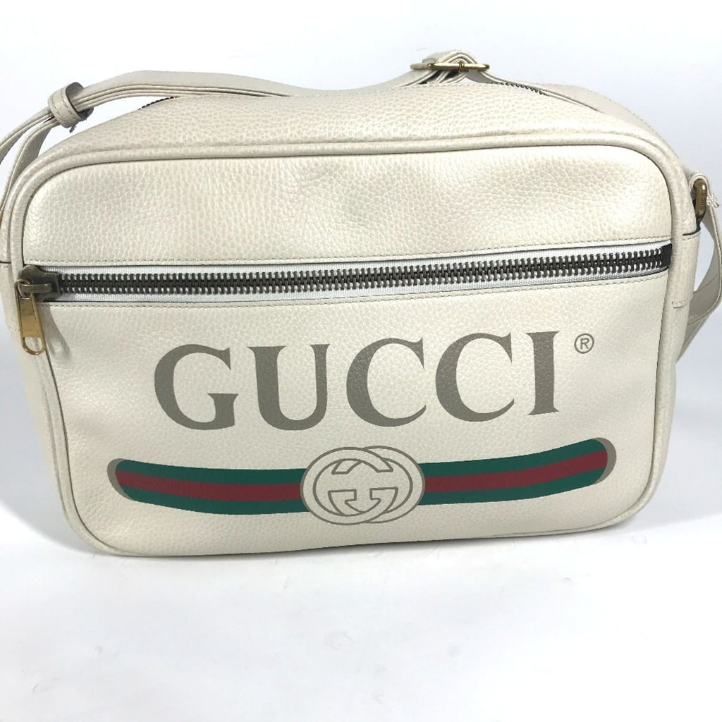 Gucci White Leather Messenger Bag Shoulder Bag (Pre-Owned)