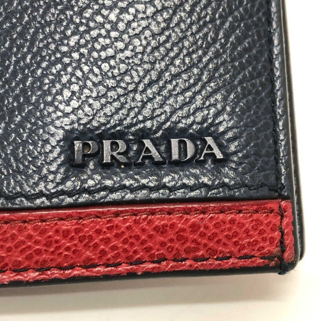 Prada Blue Leather Long Wallet (Bi-Fold) (Pre-Owned)