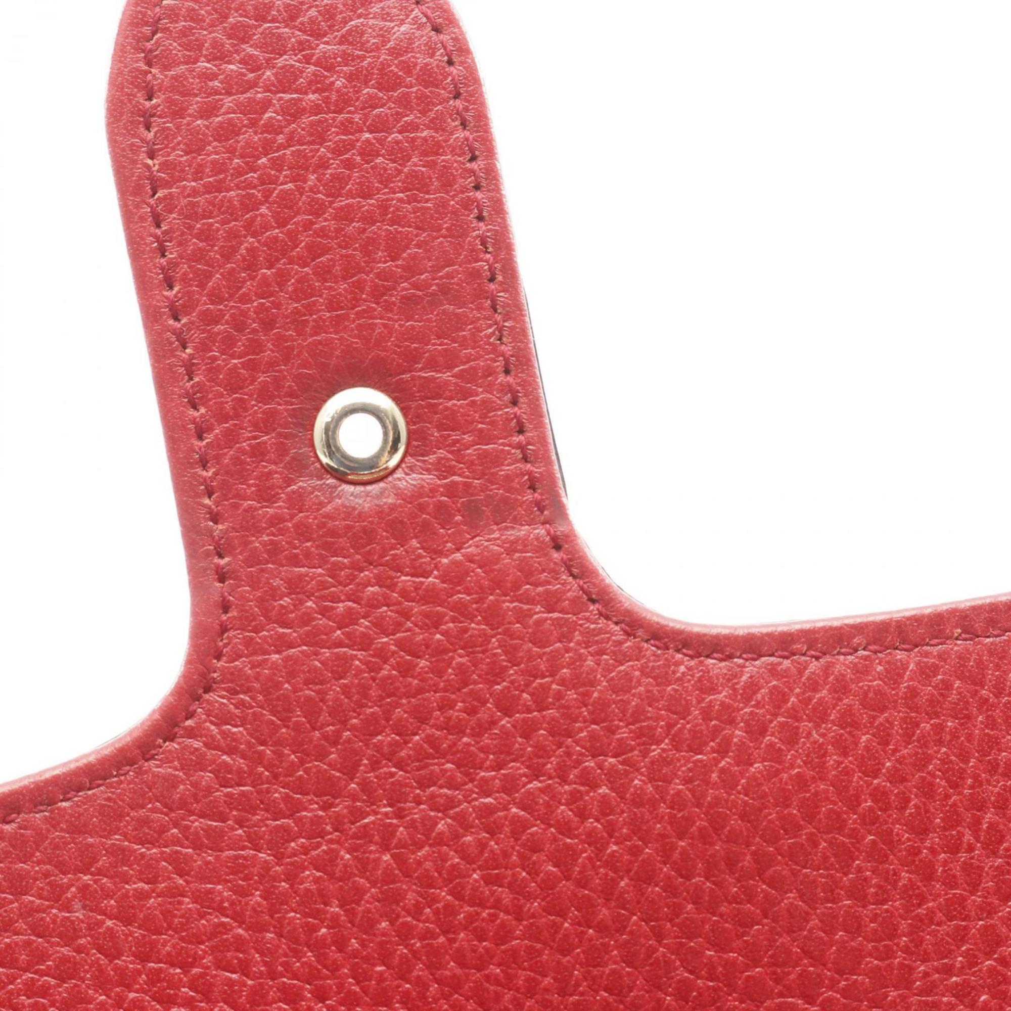 Gucci Red Color Leather Shoulder Bag (Pre-Owned)