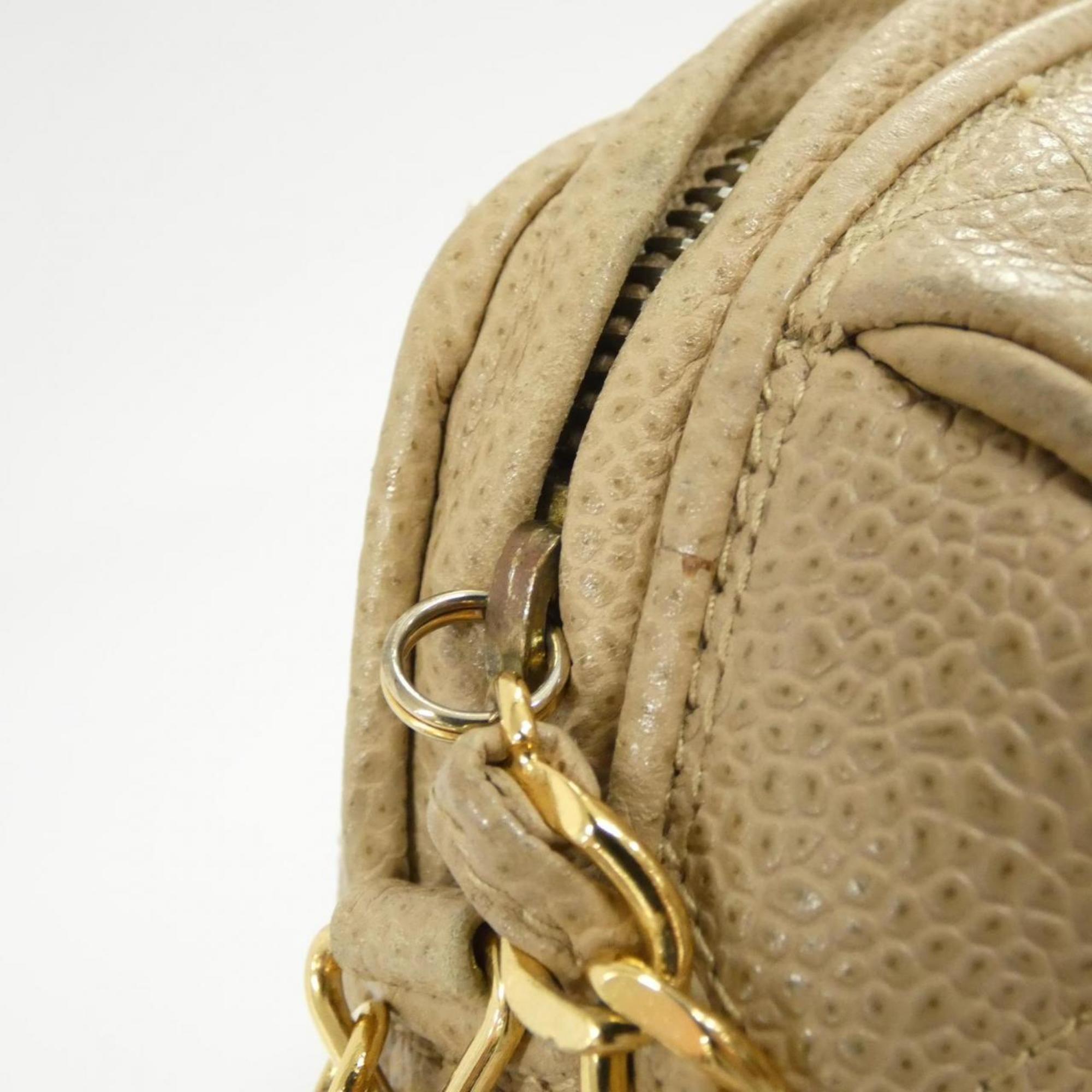 Chanel Beige Grained Calfskin Shoulder Bag (Pre-Owned)