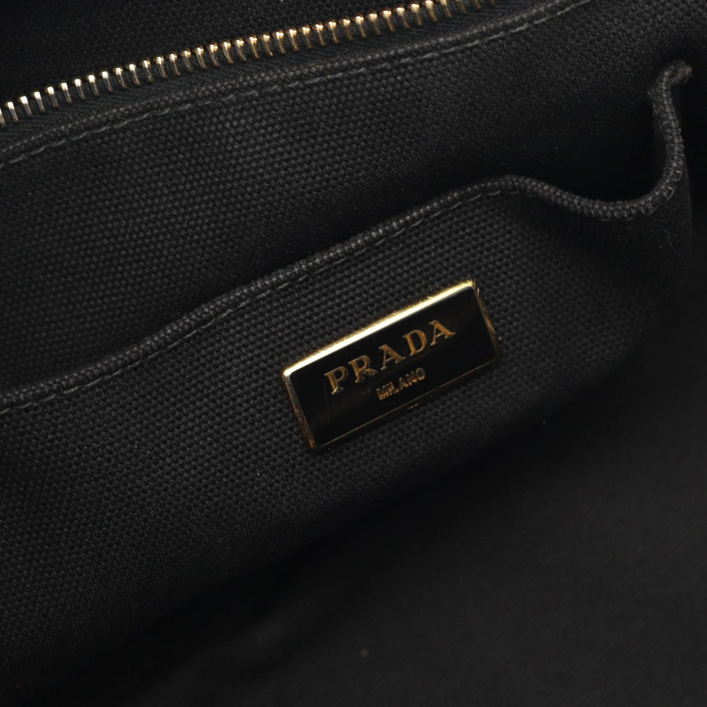 Prada Black Blue White Canvas Tote Bag (Pre-Owned)
