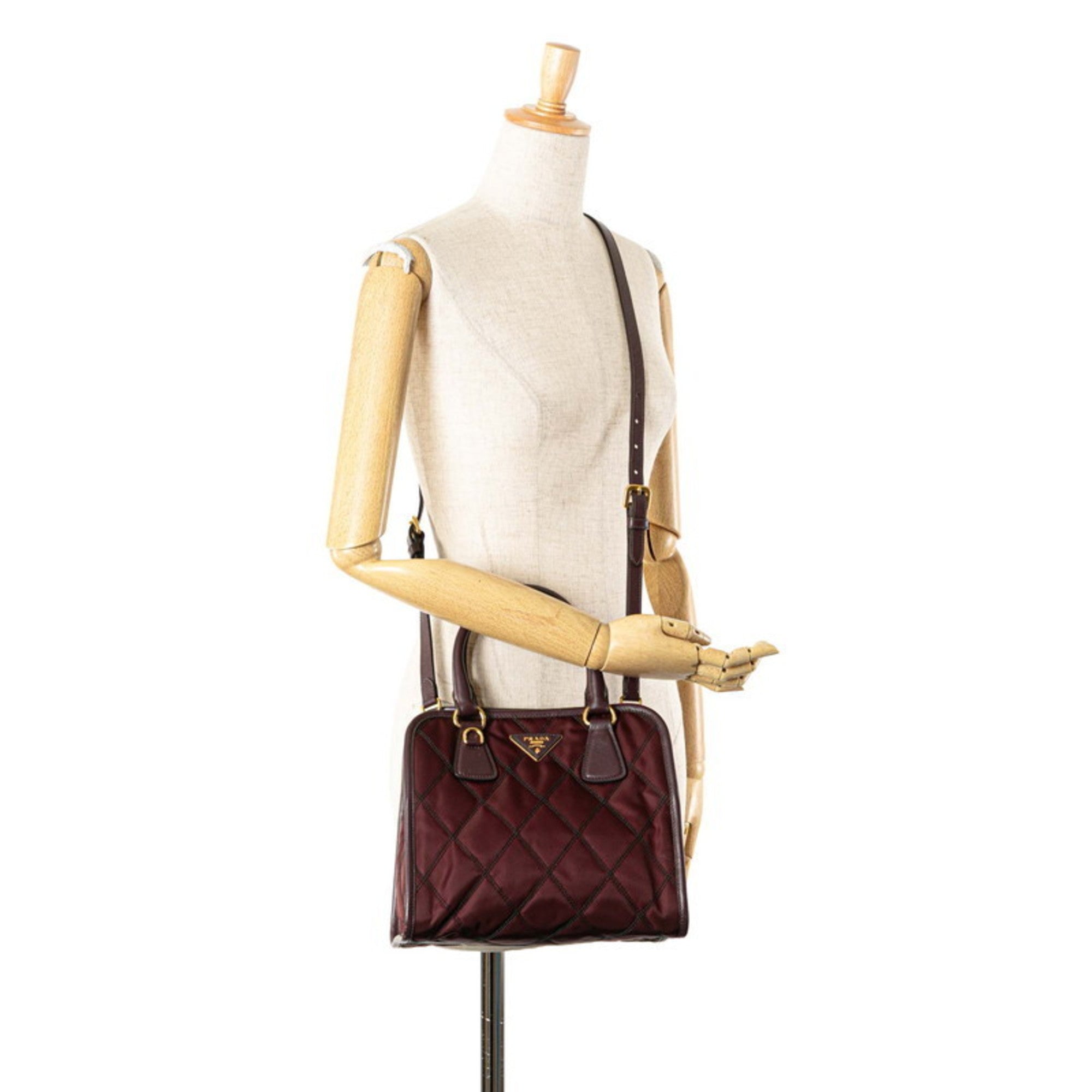 Prada Purple Nylon Leather Handbag Shoulder Bag (Pre-Owned)