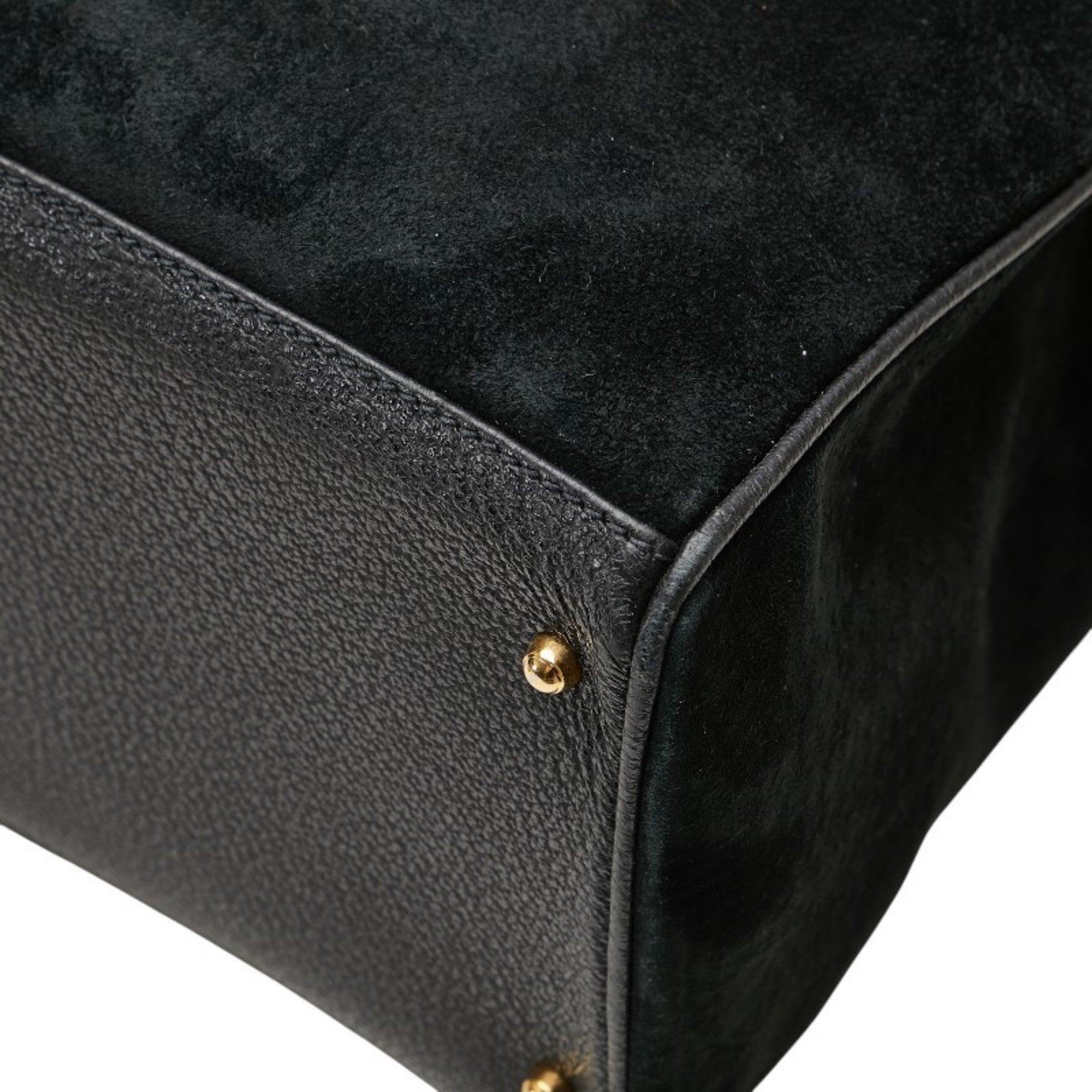 Gucci Bamboo Black Suede Leather Shoulder Bag Tote Bag (Pre-Owned)
