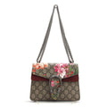 Gucci Beige Bordeaux Pink Coated Canvas Suede Shoulder Bag (Pre-Owned)
