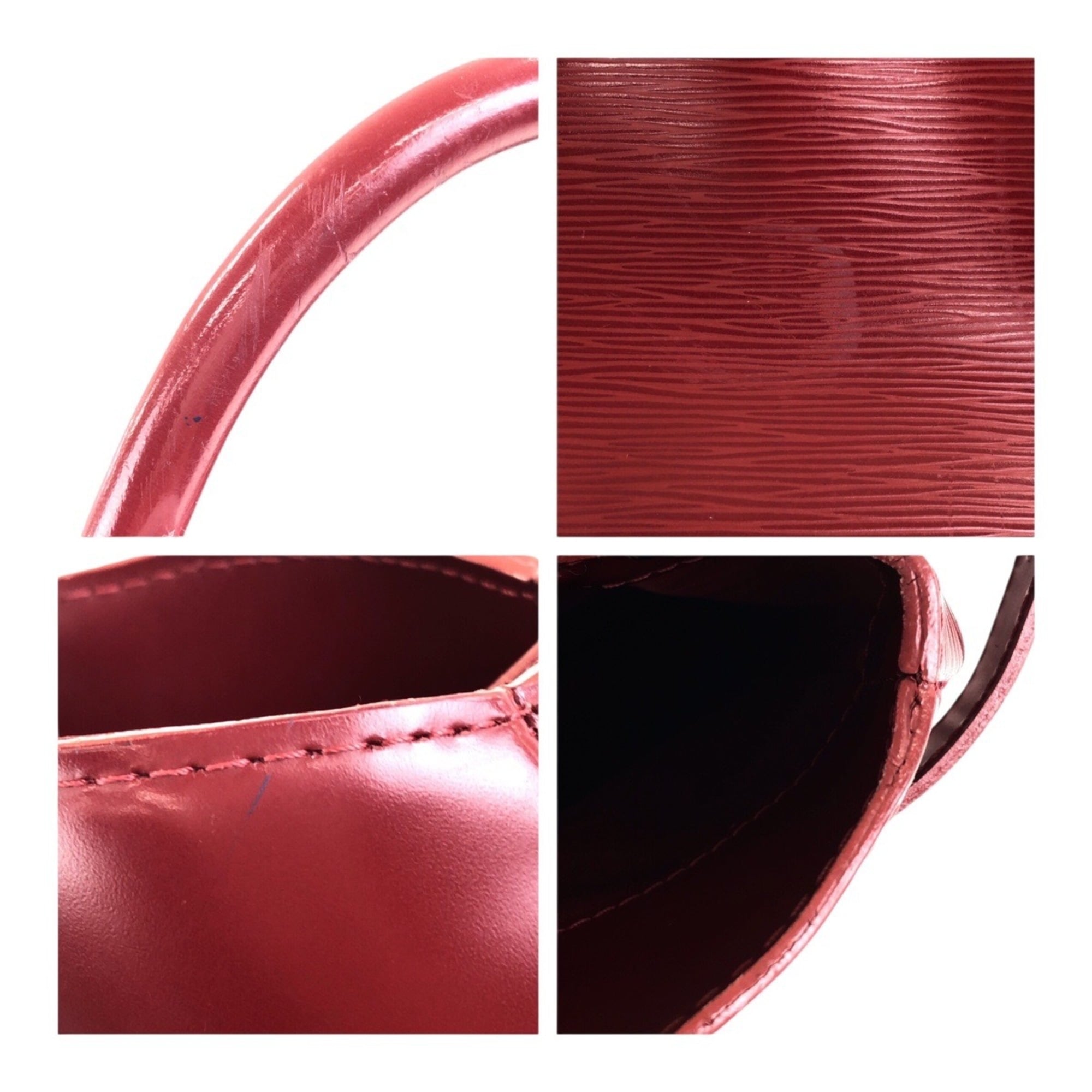 Louis Vuitton Red Color Leather Handbag Tote Bag (Pre-Owned)