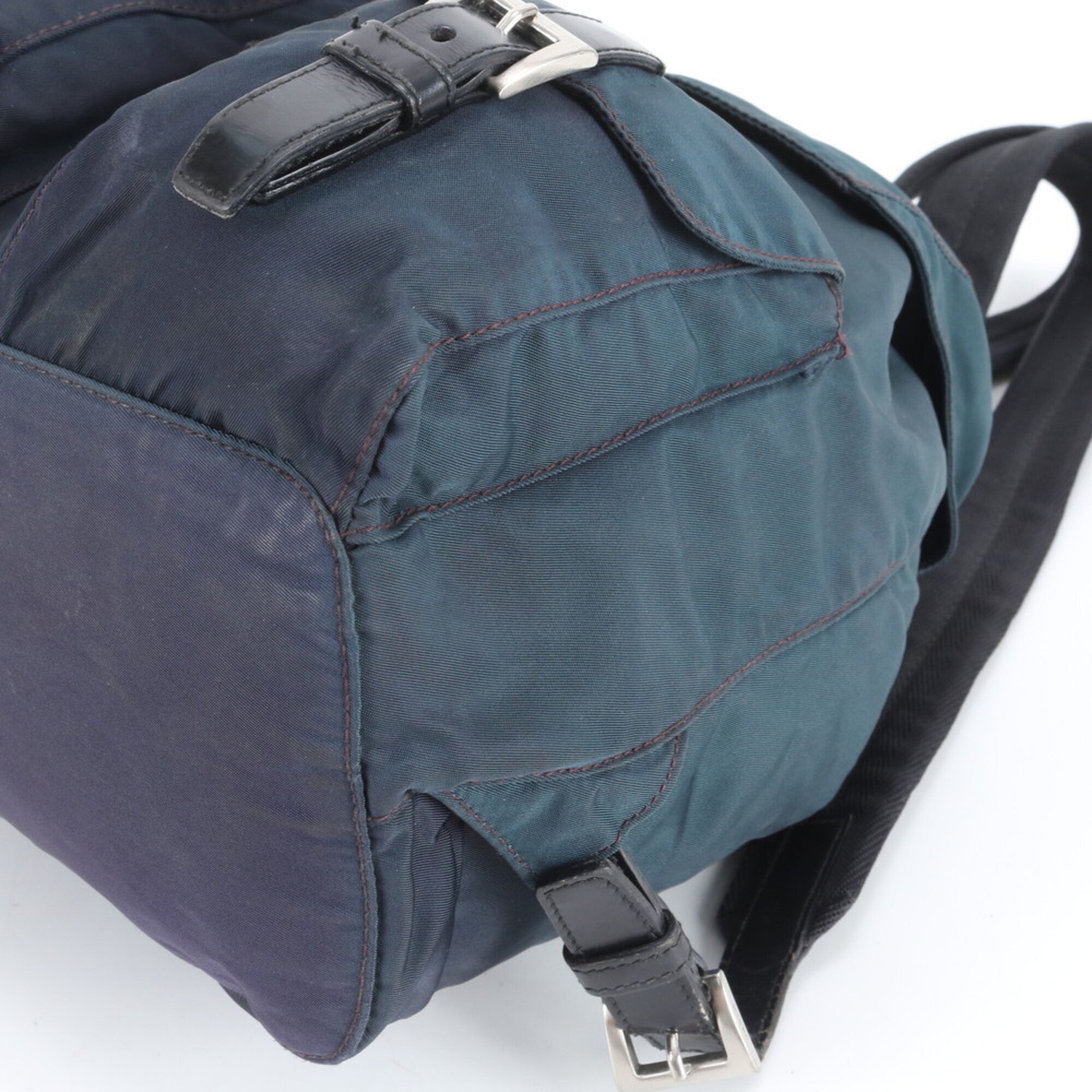 Prada Green Nylon Leather Backpack (Pre-Owned)