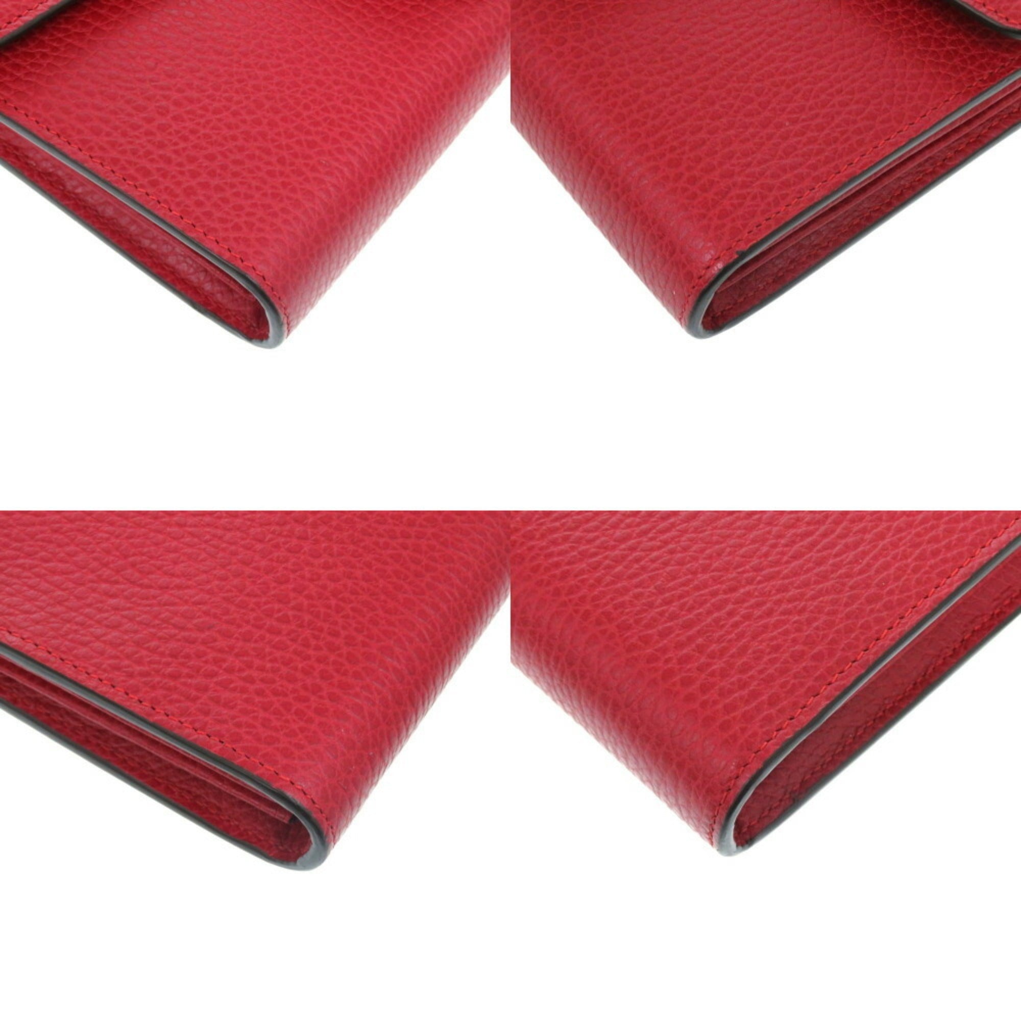 Gucci Red Color Leather Chain/Shoulder Wallet (Pre-Owned)