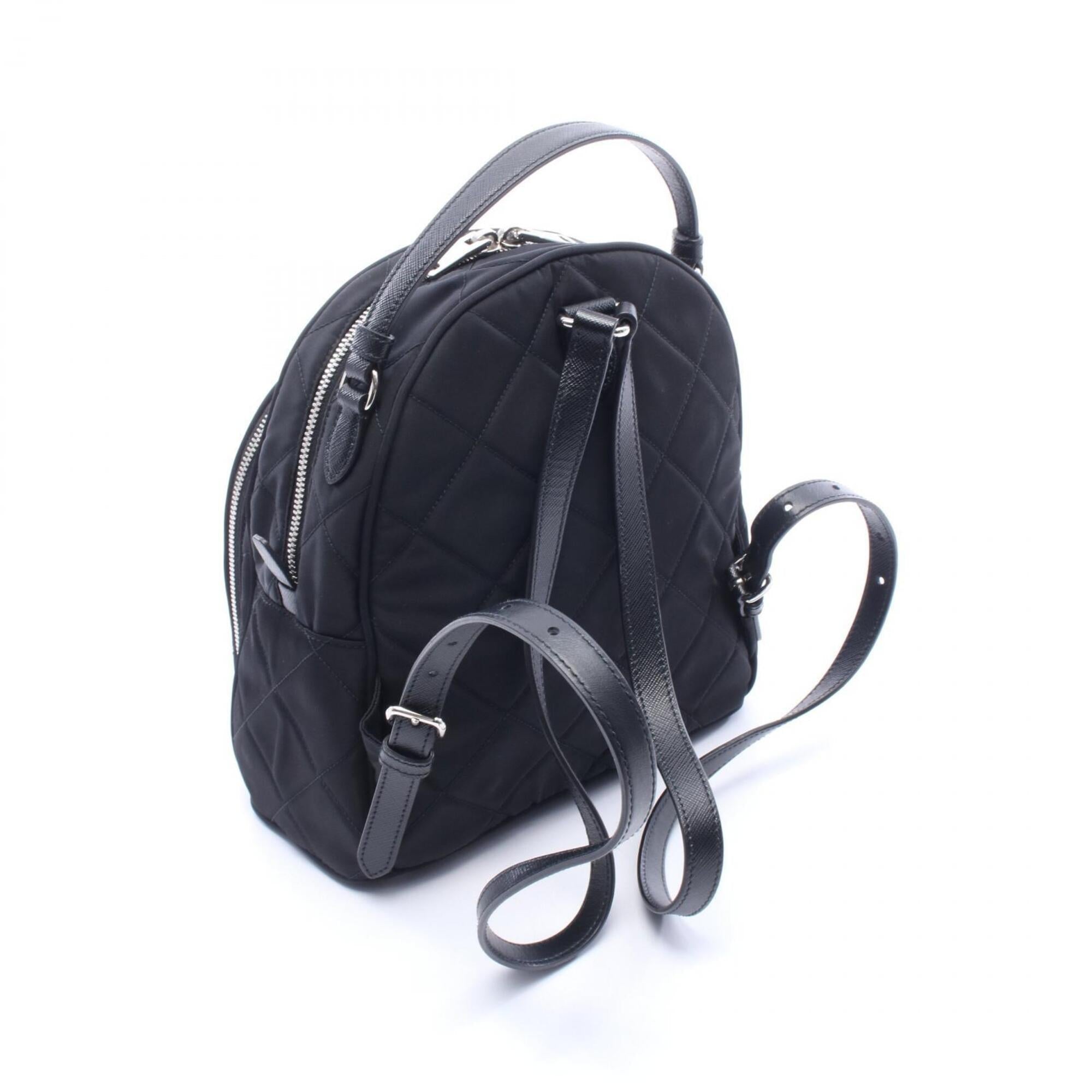 Prada Black Nylon Leather Backpack Handbag (Pre-Owned)
