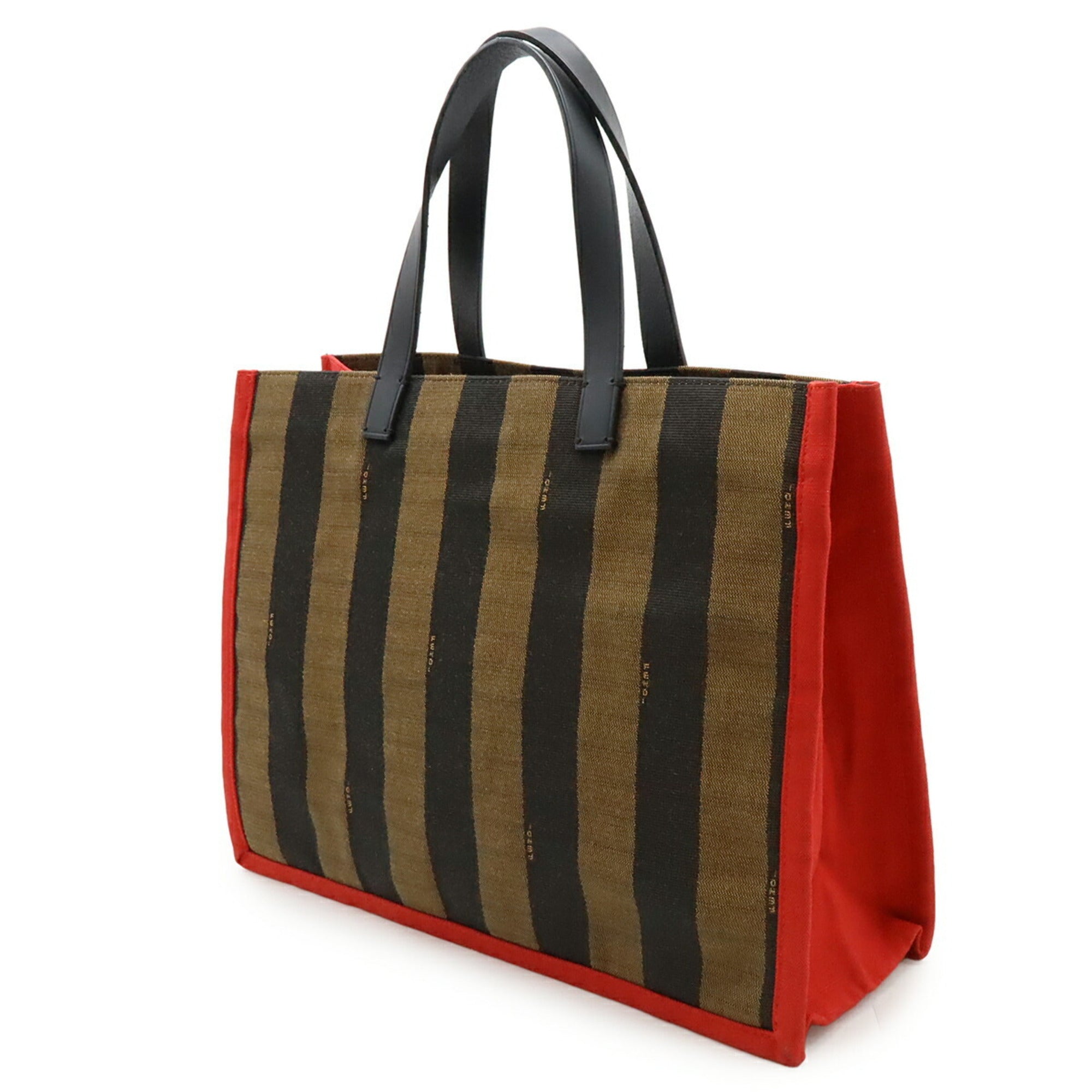 Fendi Black Khaki Brown Canvas Handbag Pouch Shoulder Bag Tote Bag (Pre-Owned)