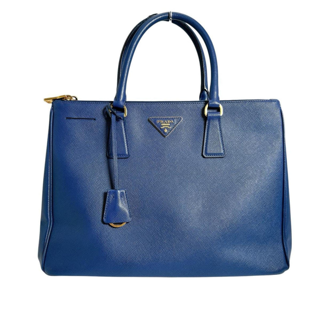 Prada Blue Leather Handbag Shoulder Bag (Pre-Owned)