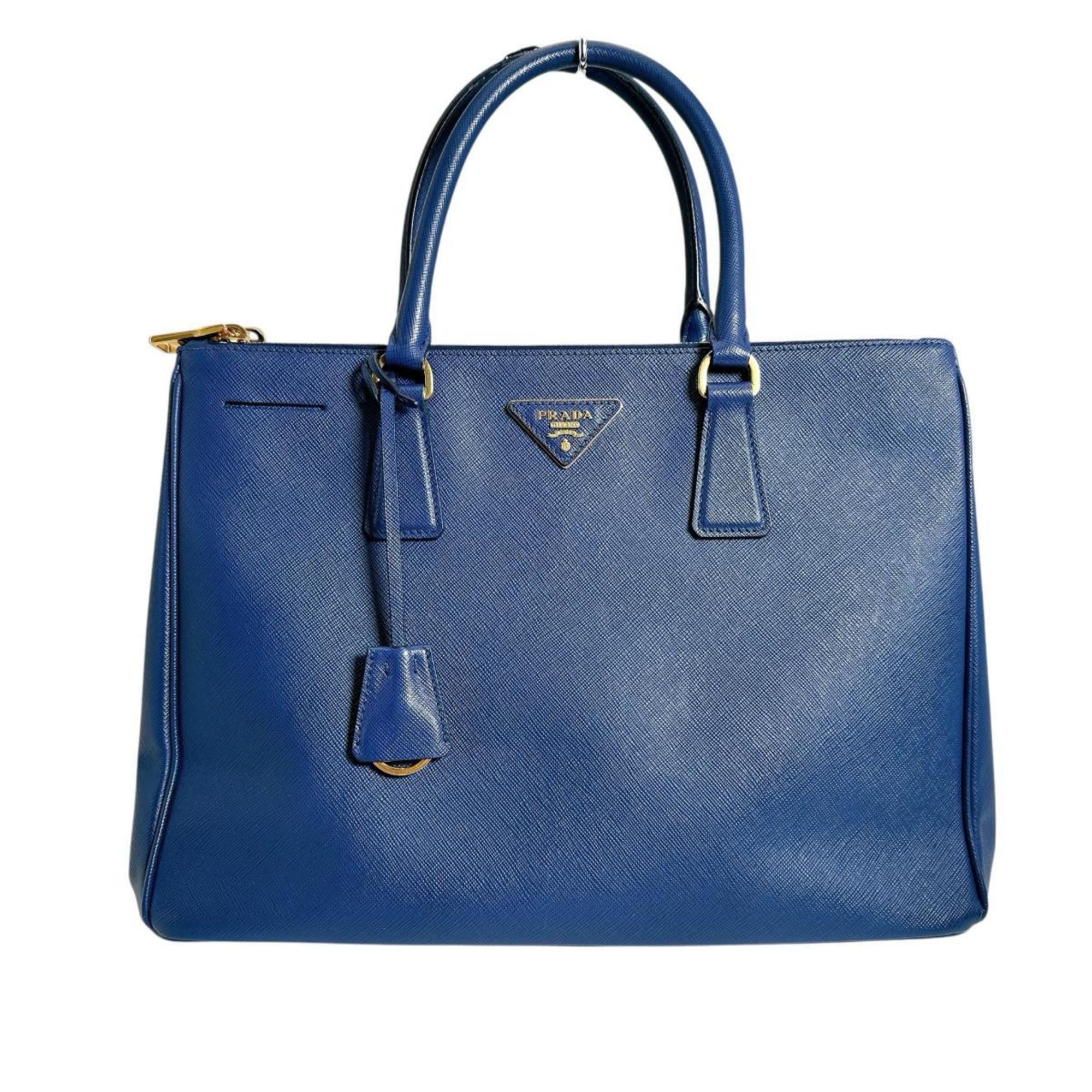 Prada Blue Leather Handbag Shoulder Bag (Pre-Owned)