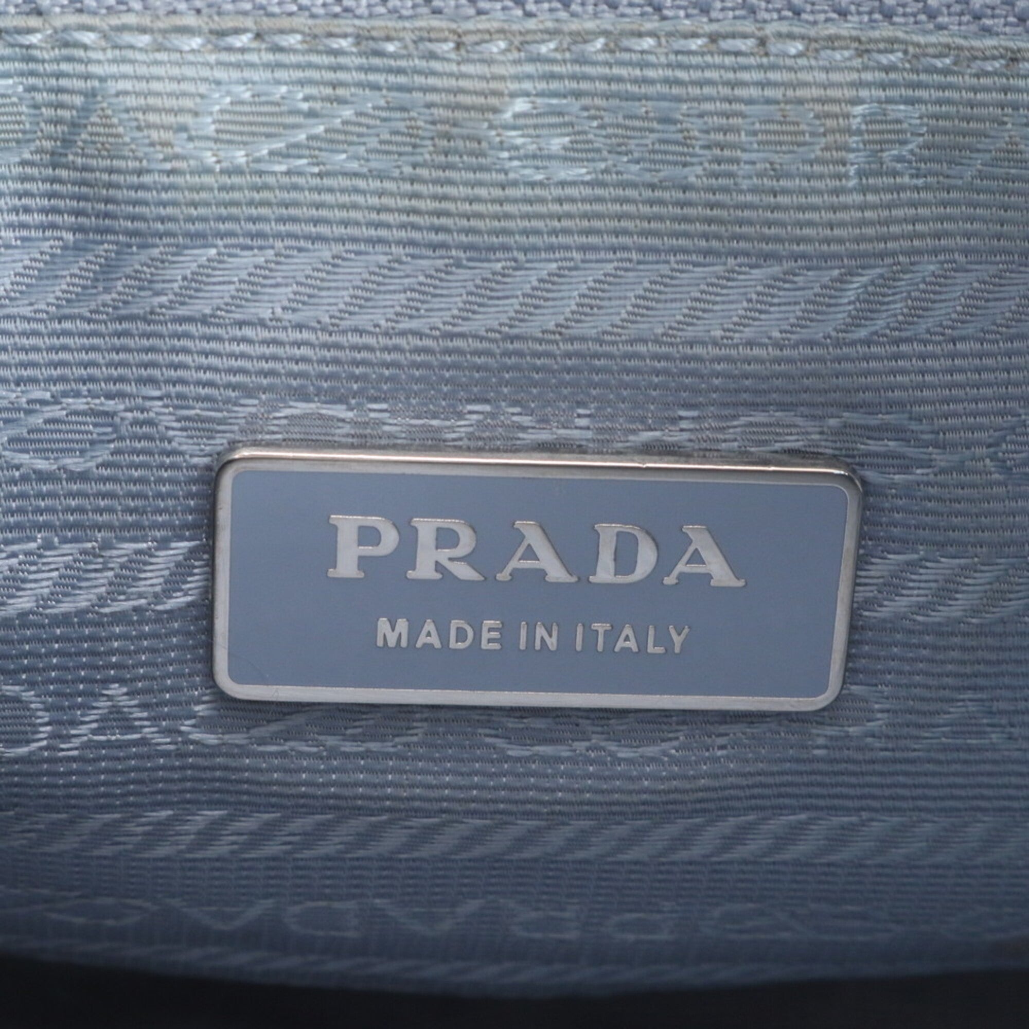 Prada Beige Blue Nylon Leather Shoulder Bag (Pre-Owned)