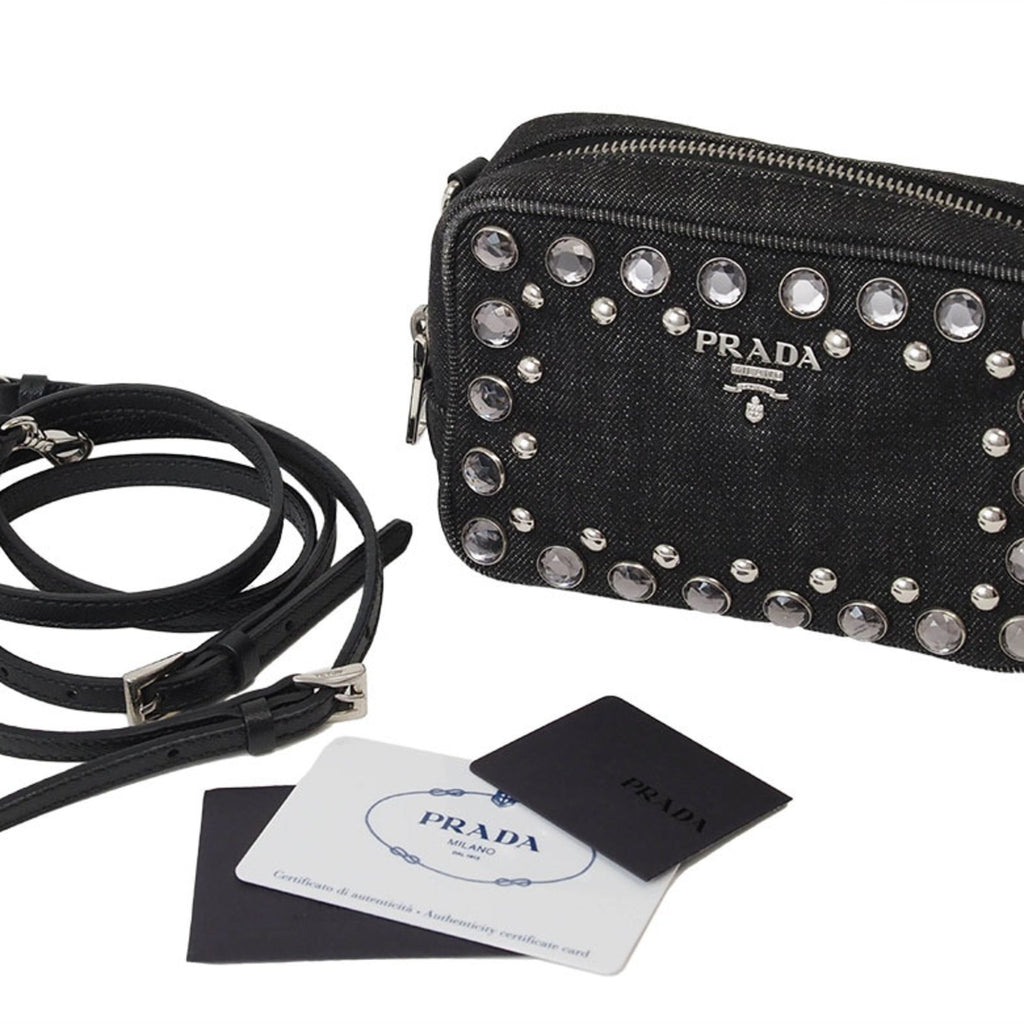 Prada Black Cotton Pochette Pouch Shoulder Bag (Pre-Owned)