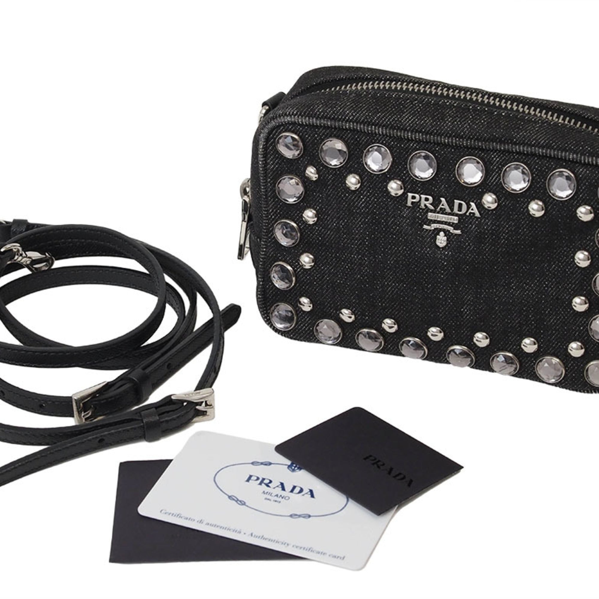 Prada Black Cotton Pochette Pouch Shoulder Bag (Pre-Owned)