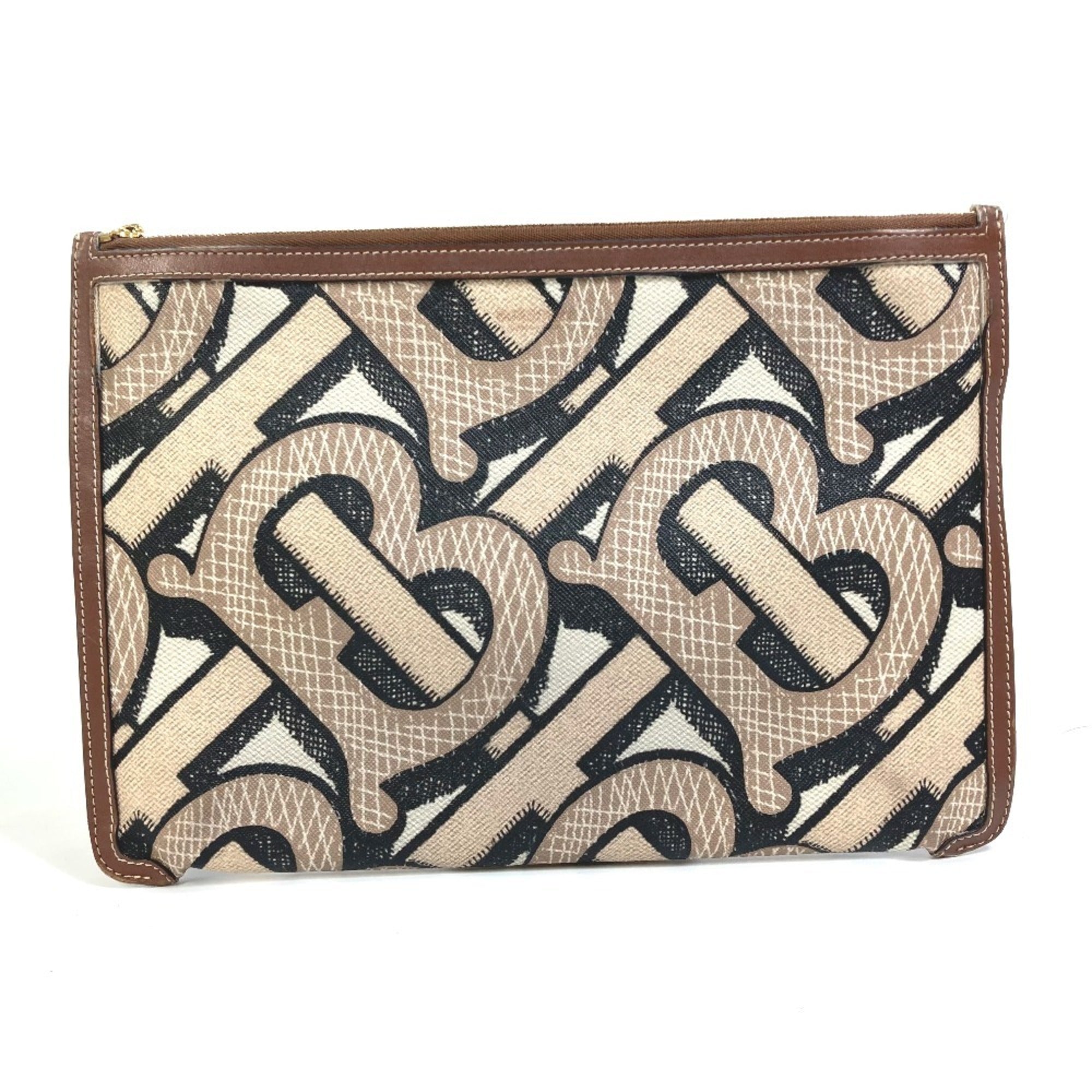 Burberry Brown Pvc Leather Clutch Bag (Pre-Owned)