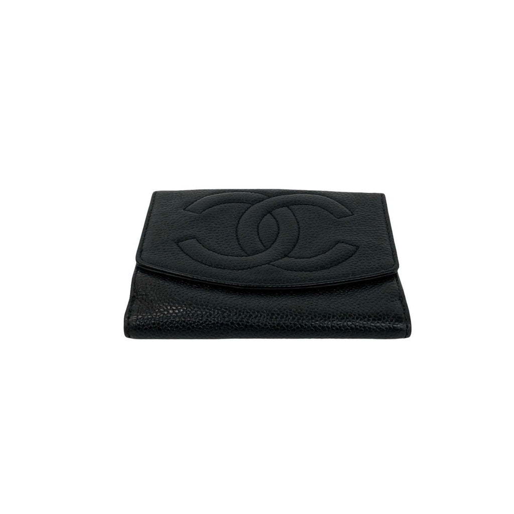 Chanel Black Grained Calfskin Wallet (Bi-Fold) (Pre-Owned)