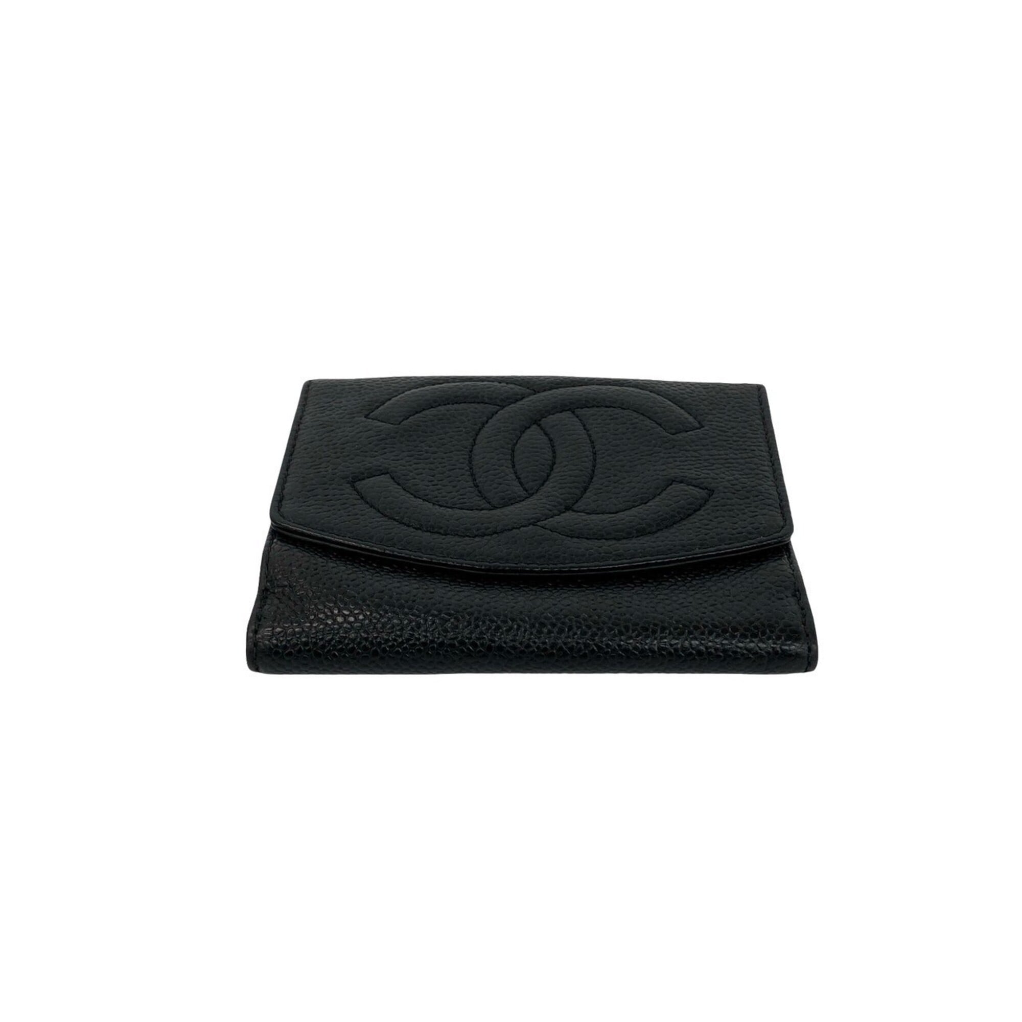 Chanel Black Grained Calfskin Wallet (Bi-Fold) (Pre-Owned)