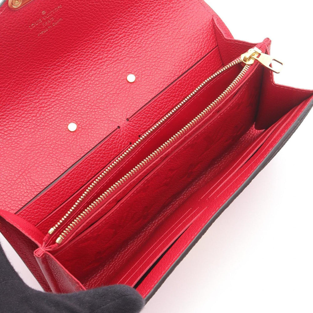 Louis Vuitton Red Color Leather Long Wallet (Bi-Fold) (Pre-Owned)