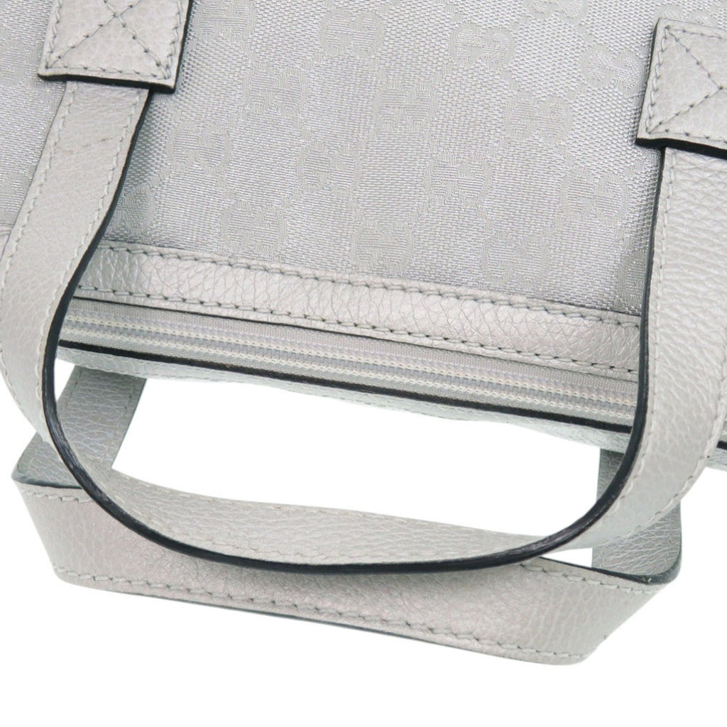 Gucci Gg Canvas Silver Gg Canvas Leather Handbag (Pre-Owned)