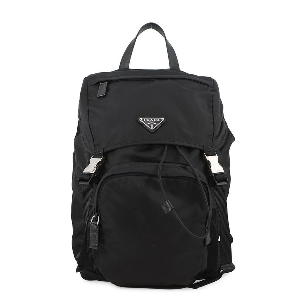 Prada Black Nylon Leather Backpack (Pre-Owned)