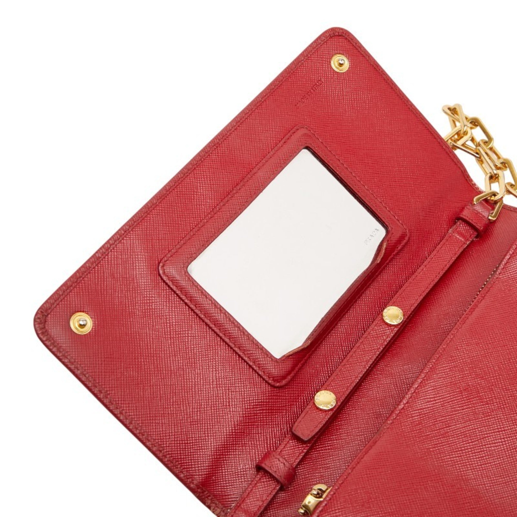 Prada Red Color Leather Shoulder Bag (Pre-Owned)