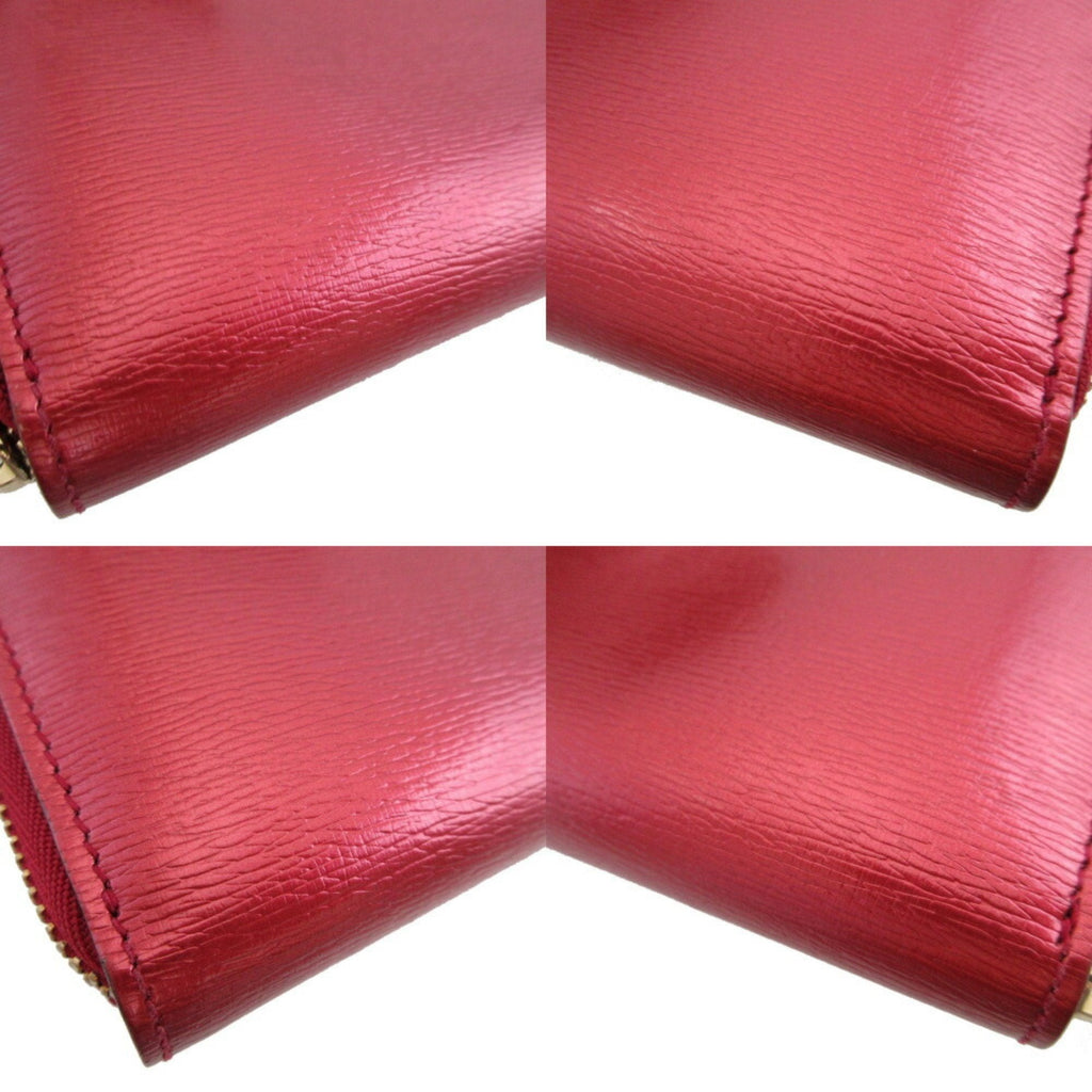 Gucci Red Color Leather Long Wallet (Bi-Fold) (Pre-Owned)