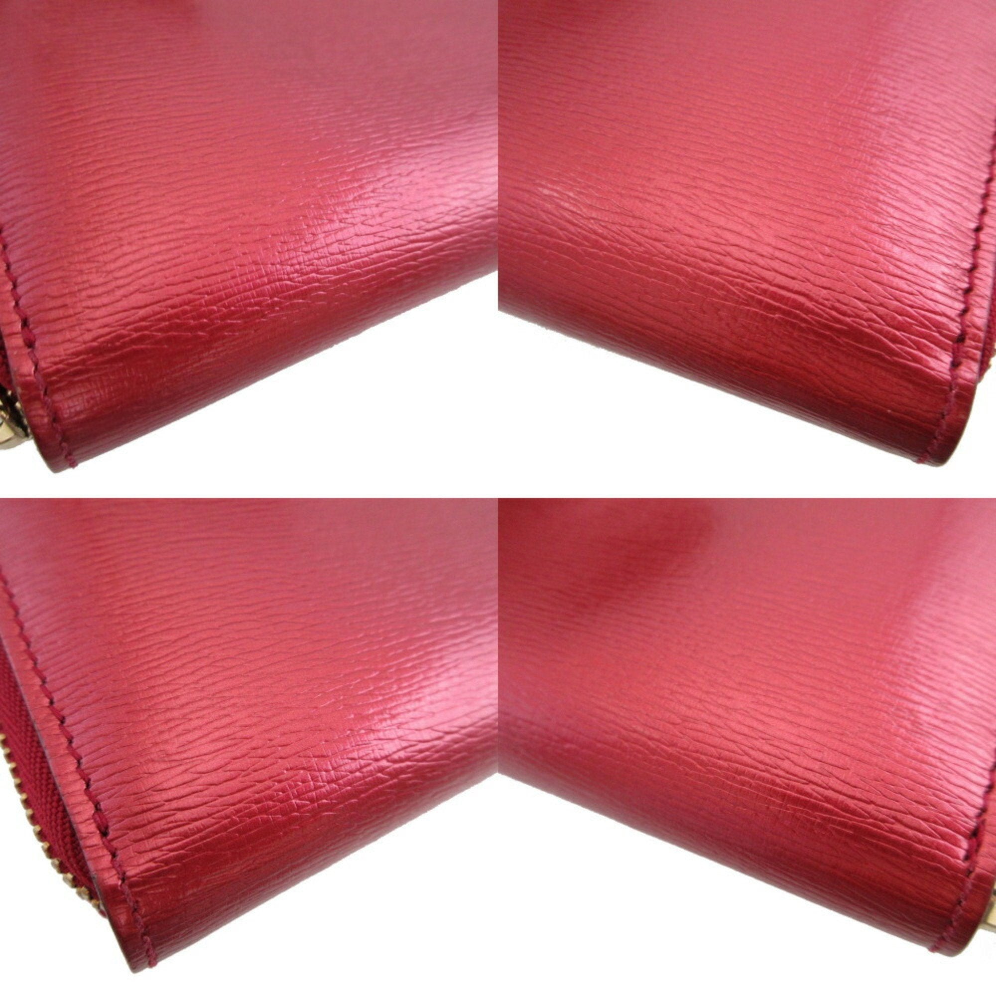 Gucci Red Color Leather Long Wallet (Bi-Fold) (Pre-Owned)