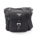 Prada Black Nylon Leather Handbag Shoulder Bag (Pre-Owned)