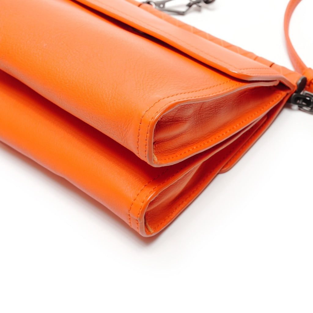 Bottega Veneta Intrecciato Orange Intrecciato Shoulder Bag (Pre-Owned)