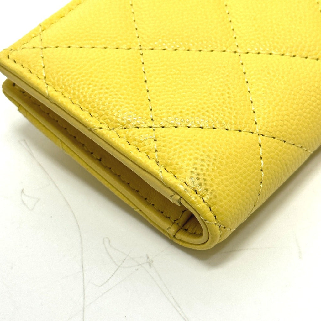 Chanel Yellow Leather Coin Purse/Coin Case (Pre-Owned)