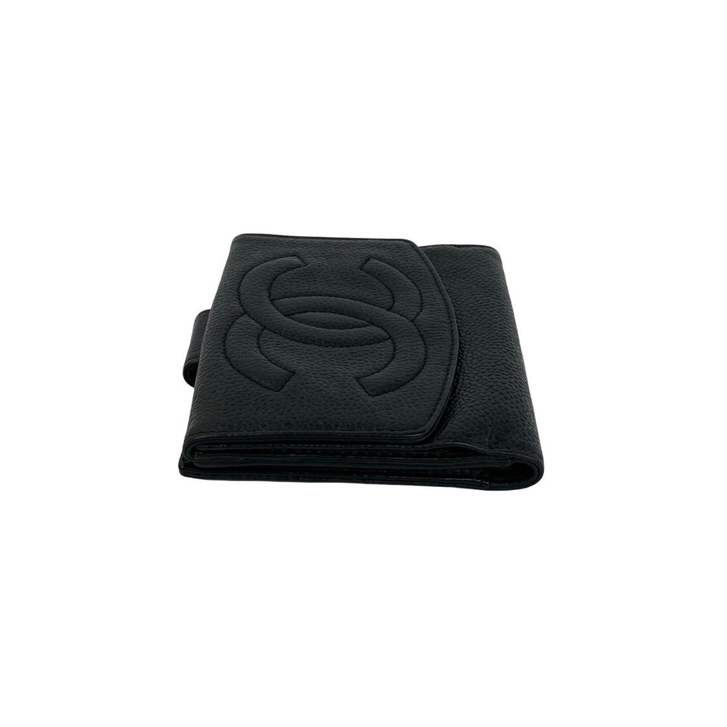 Chanel Black Grained Calfskin Wallet (Bi-Fold) (Pre-Owned)