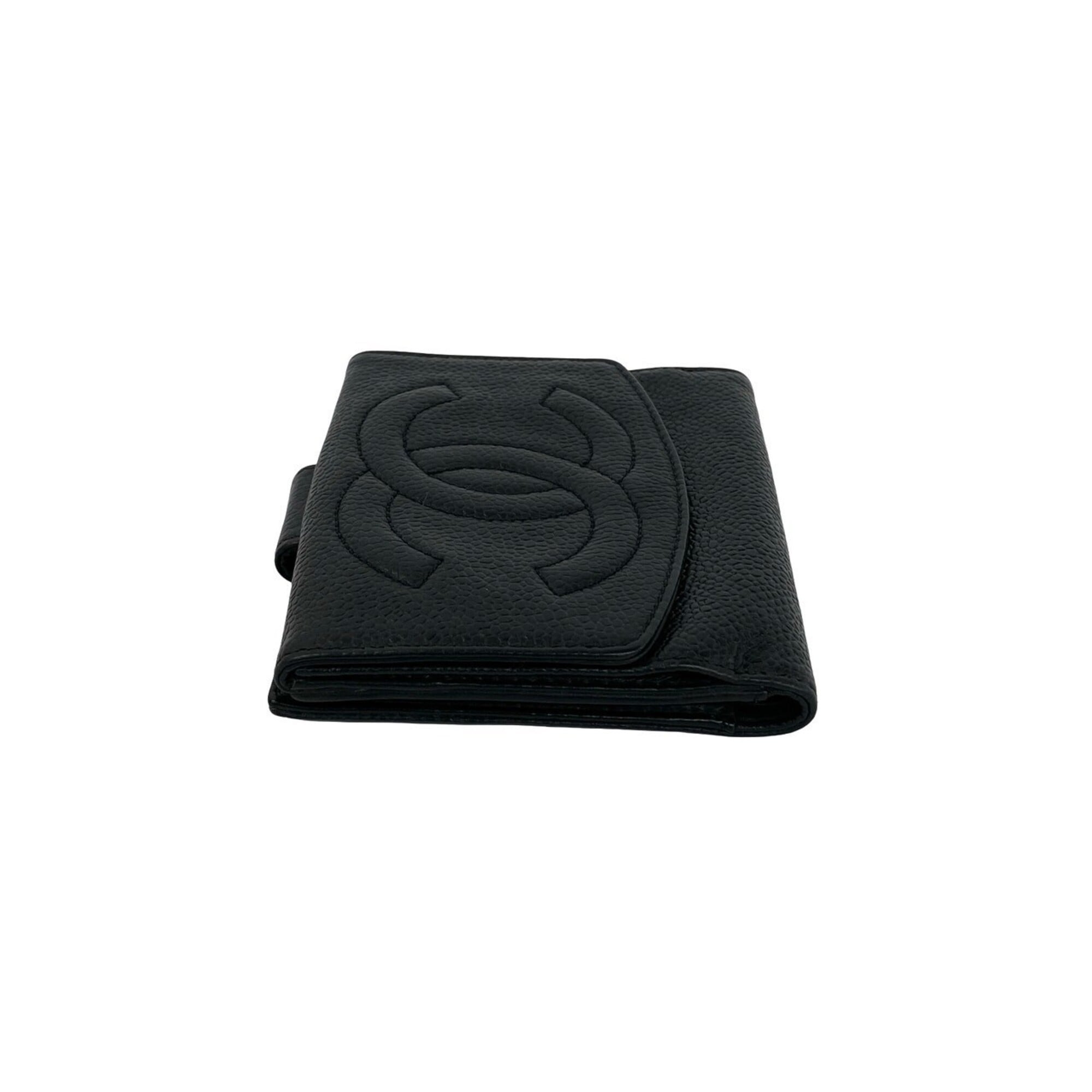 Chanel Black Grained Calfskin Wallet (Bi-Fold) (Pre-Owned)