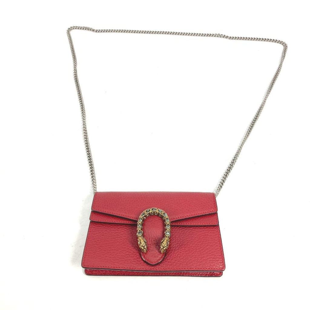 Gucci Red Color Leather Clutch Bag Pouch Shoulder Bag (Pre-Owned)