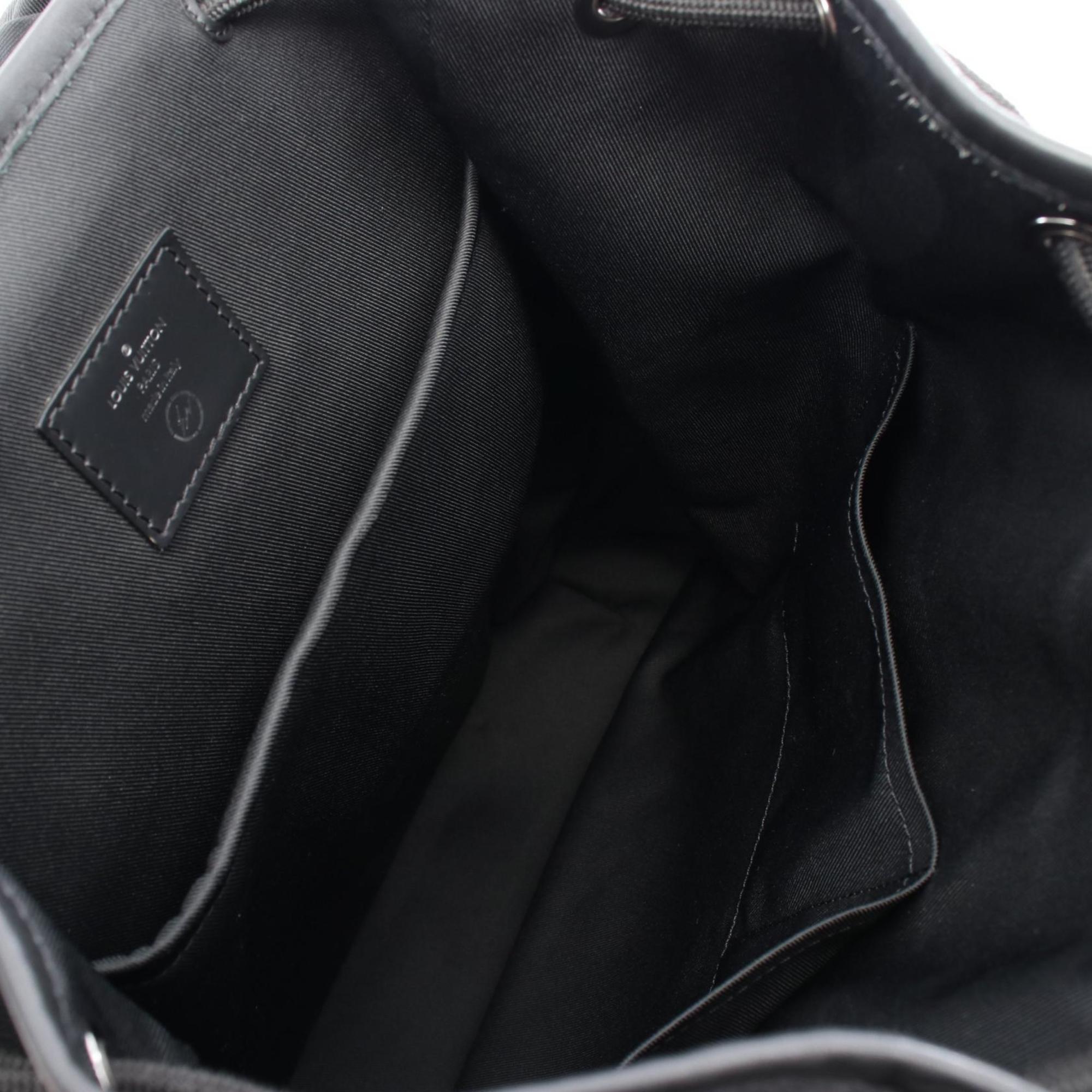 Louis Vuitton Black Coated Canvas Leather Backpack (Pre-Owned)