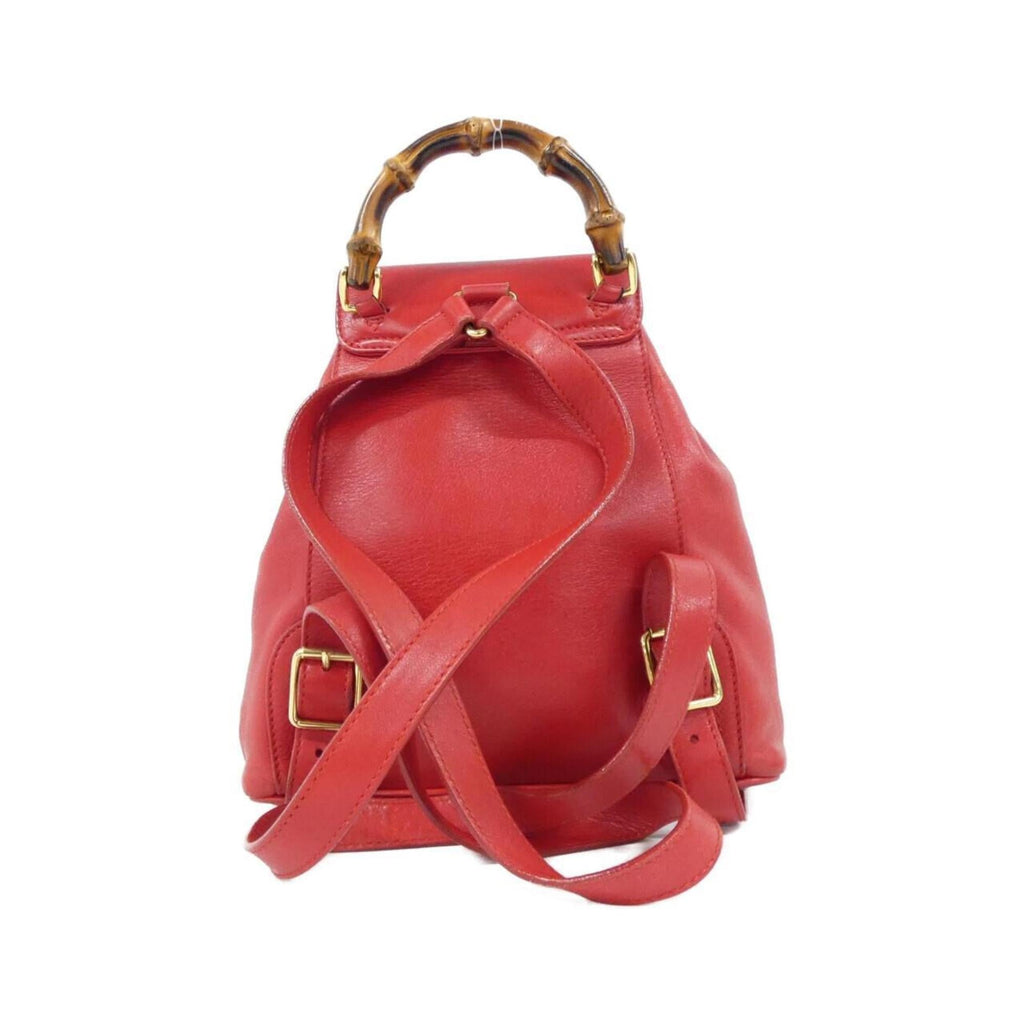 Gucci Red Color Leather Backpack (Pre-Owned)