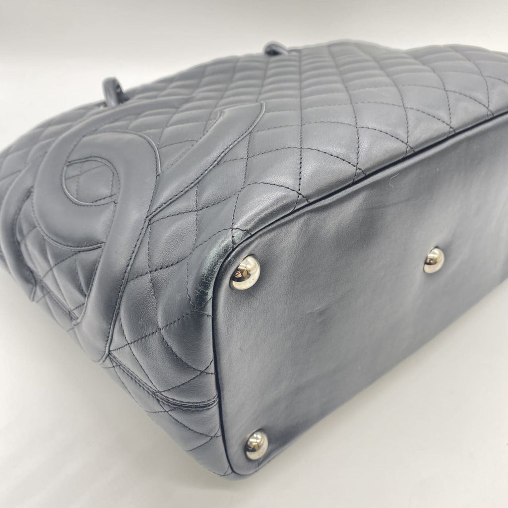 Chanel Black Leather Handbag Shoulder Bag Tote Bag (Pre-Owned)