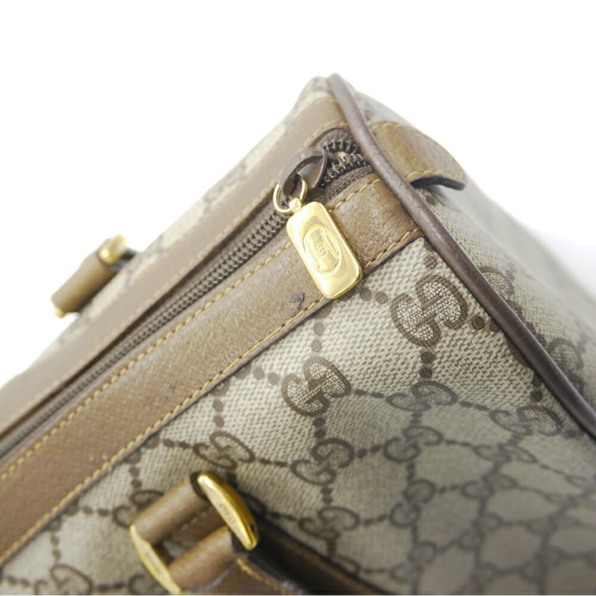 Gucci Beige Pvc Leather Boston Bag (Pre-Owned)