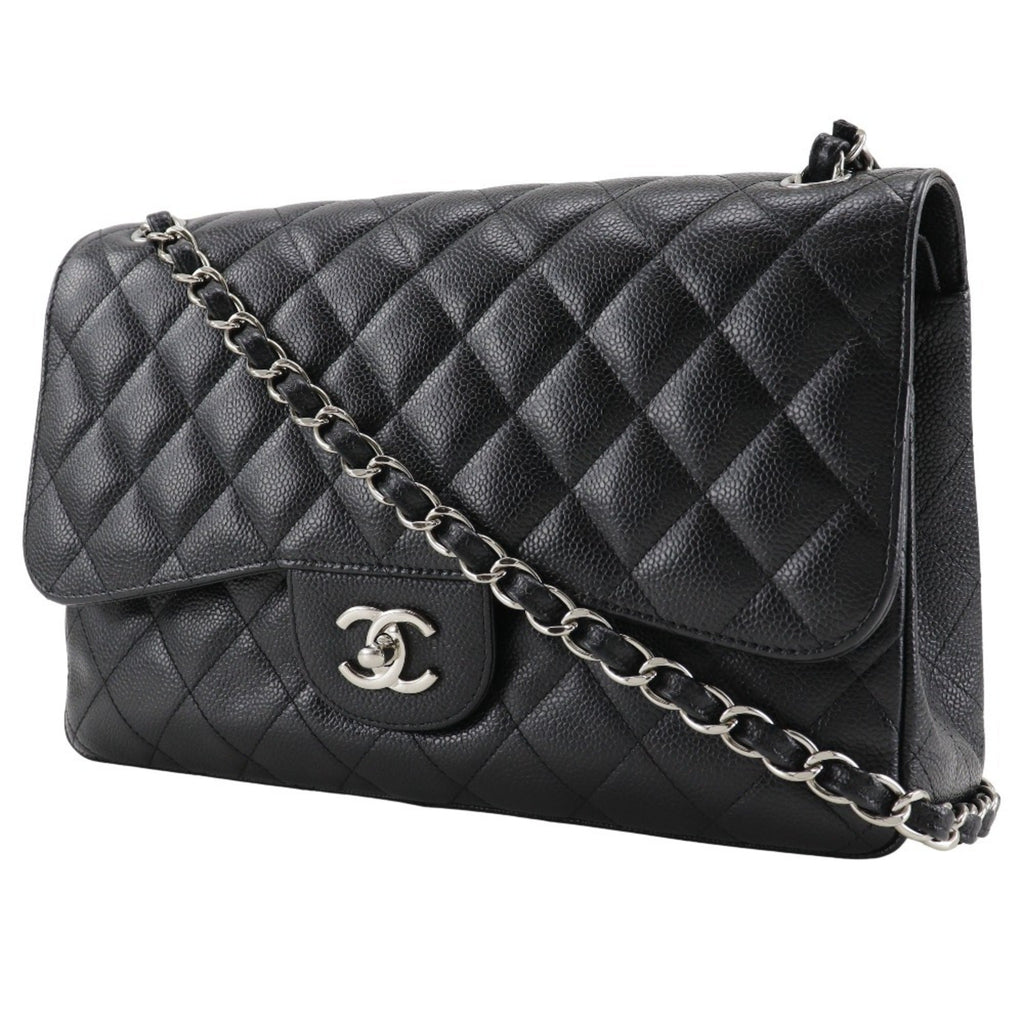 Chanel Black Caviar Leather Shoulder Bag (Pre-Owned)