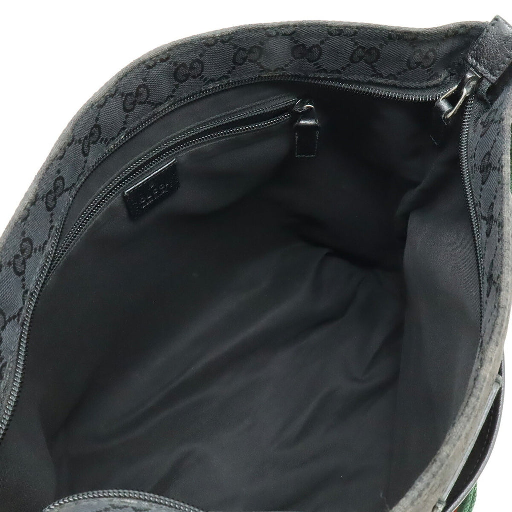 Gucci Black Green Red Color Gg Canvas Shoulder Bag (Pre-Owned)