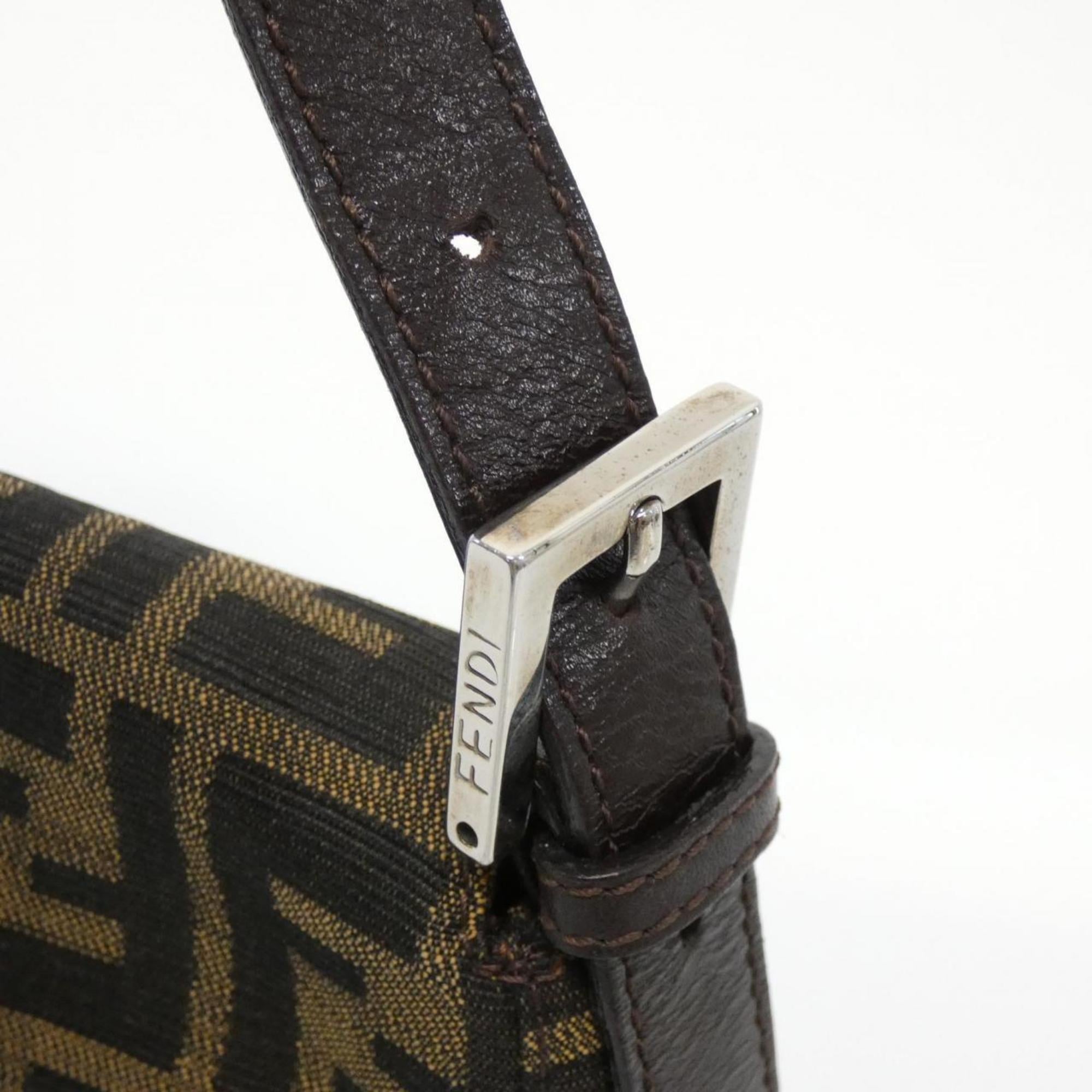 Fendi Baguette Brown Canvas Shoulder Bag (Pre-Owned)