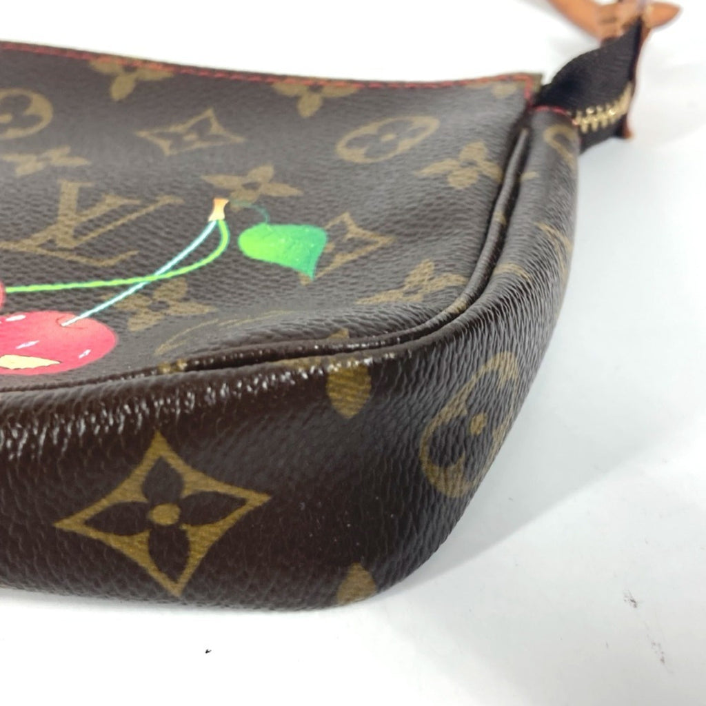 Louis Vuitton Monogram Brown Monogram Cherry Red Color Pochette Pouch (Pre-Owned)