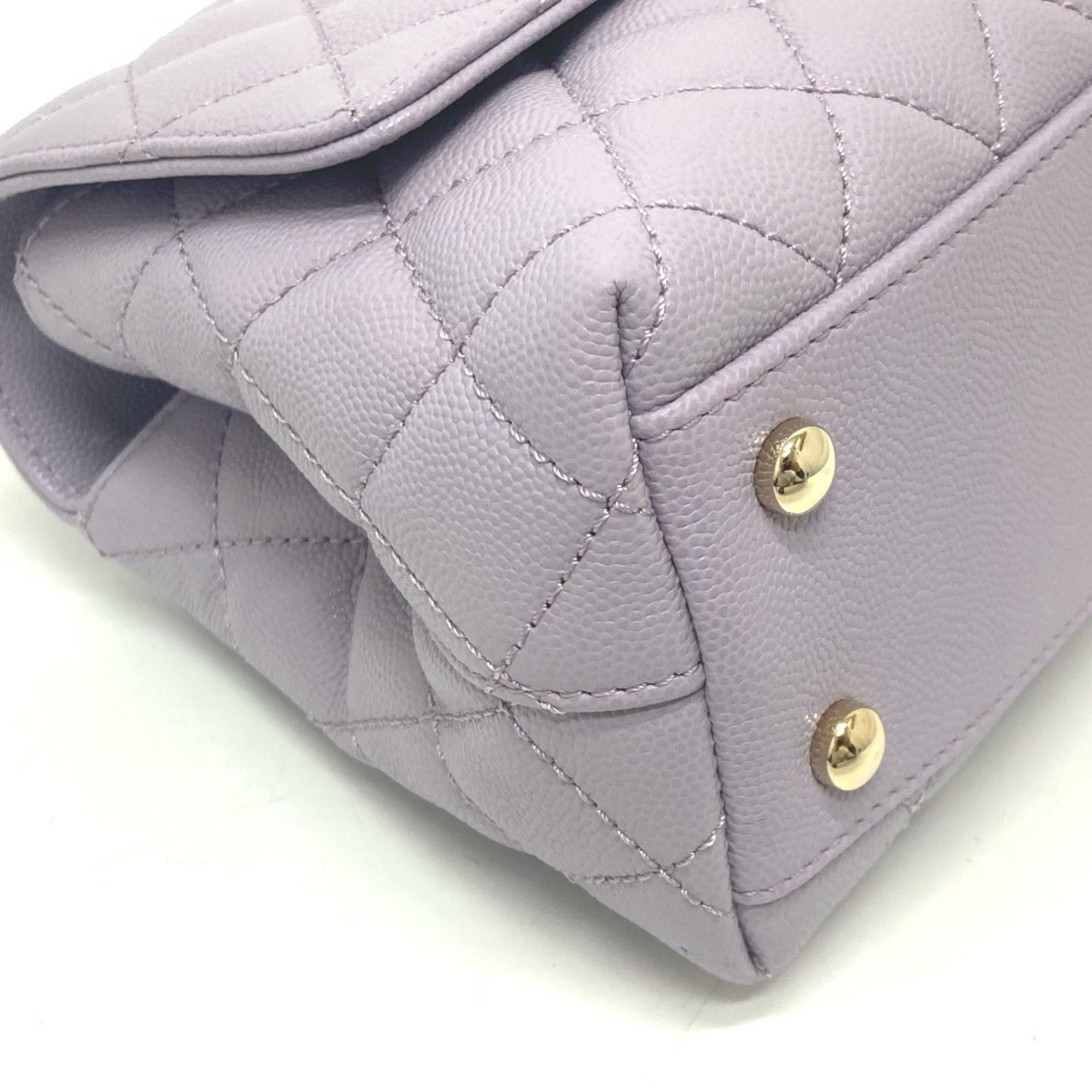 Chanel Purple Grained Calfskin Handbag Shoulder Bag (Pre-Owned)