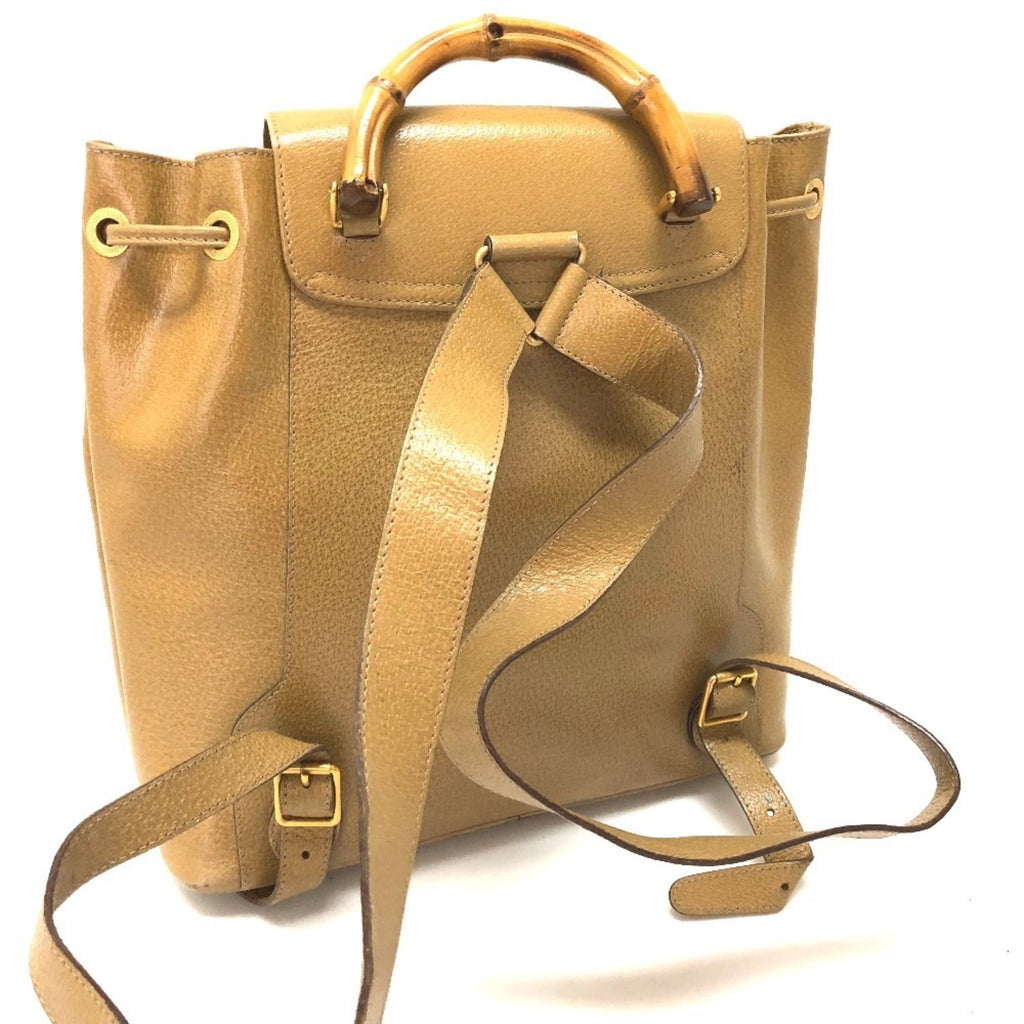Gucci Bamboo Beige Leather Backpack (Pre-Owned)