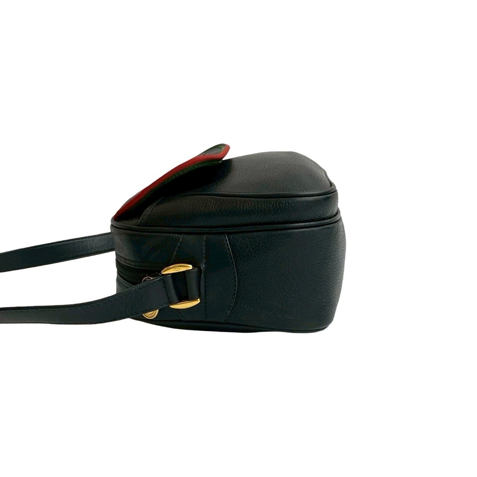 Gucci Black Green Red Color Leather Pochette Shoulder Bag (Pre-Owned)