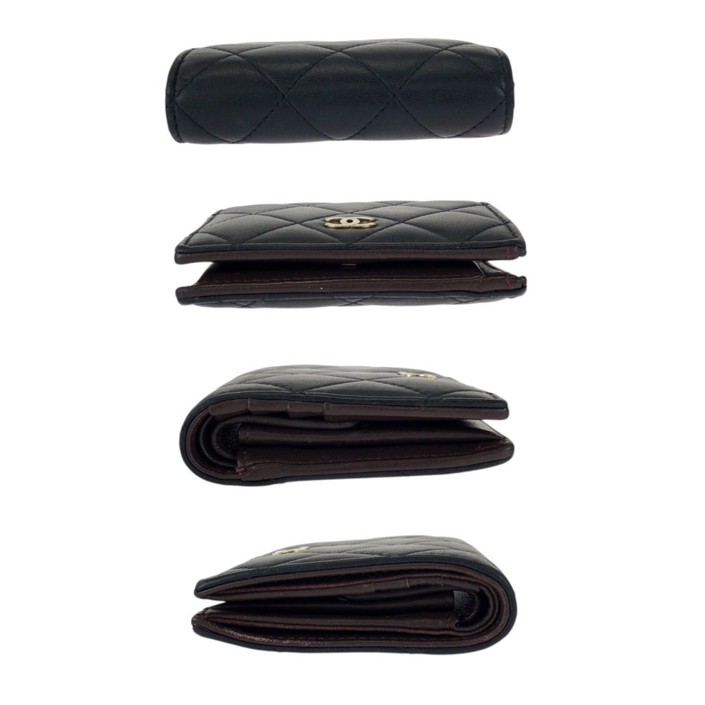 Chanel Matelasse Black Leather Wallet (Bi-Fold) (Pre-Owned)