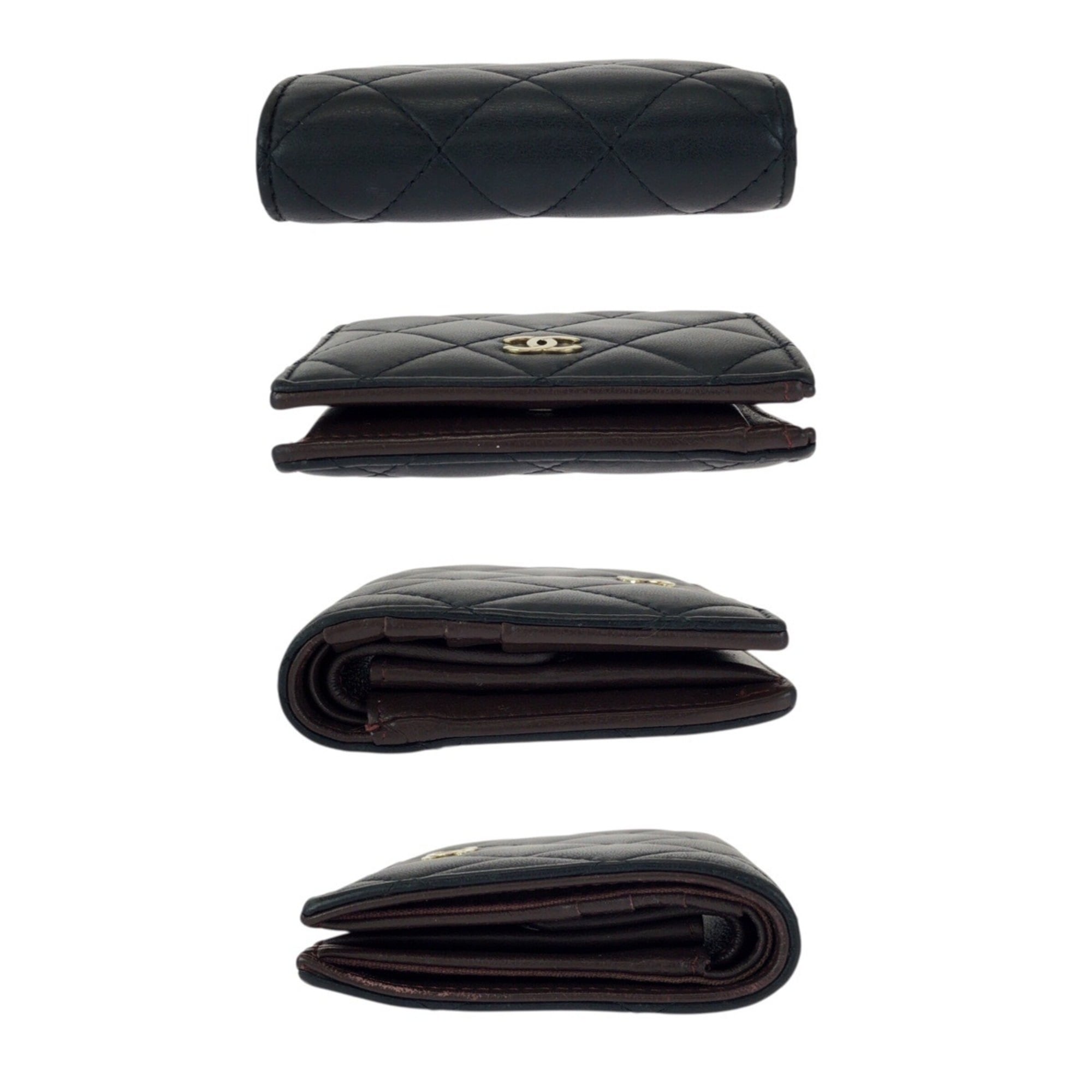 Chanel Matelasse Black Leather Wallet (Bi-Fold) (Pre-Owned)